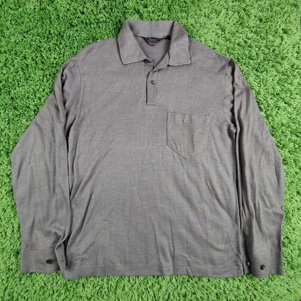 Vintage 70s 'Florida's' brown/purple button up long sleeve golf shirt men's med